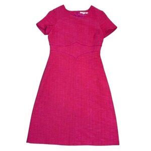 Boden Sylvie Mid Pink / Dahlia Red Tweed Fit & Flare Dress